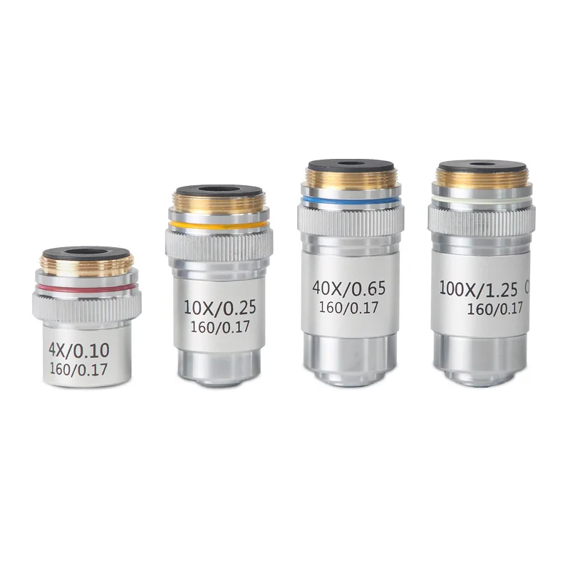

Biological Microscope Lens Accessories Universal High-Definition 195 Type Achromatic Objective 4X10X40X100X Oil Multiplier Lens