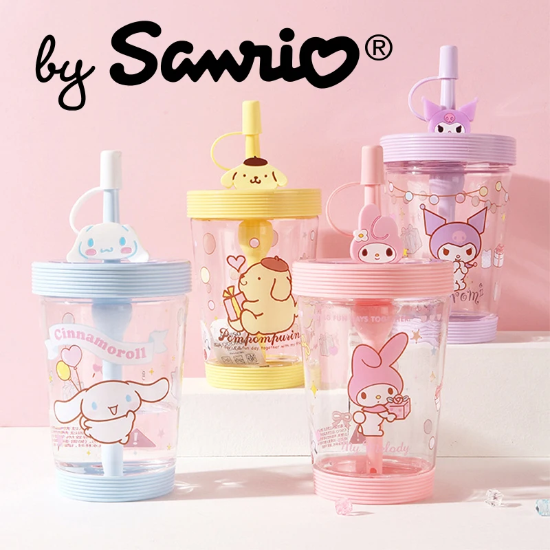 

Miniso Sanrio Kuromi Cinammoroll Water Bottle Stacking Cup Straw Cup 535ml Anime Kawaii Cute Creative School Student Portable