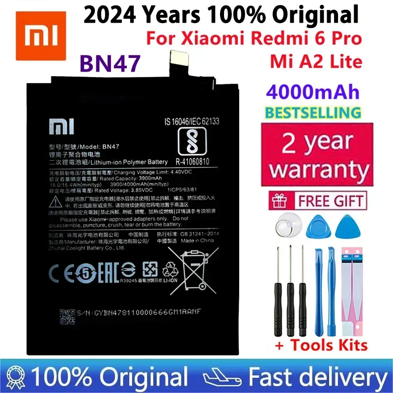 

Xiao Mi Original Battery BN47 4000mAh For Xiaomi Redmi 6 Pro / Mi A2 Lite High Quality Phone Replacement Batteries Fast Shipping