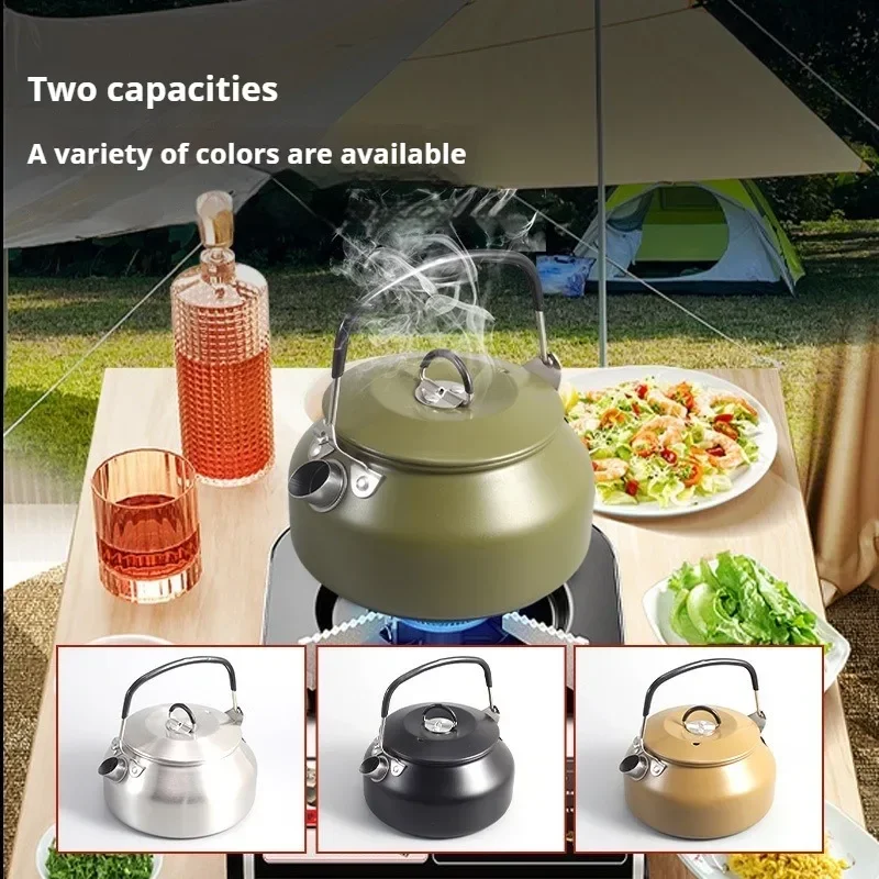1L/1.2LOutdoor stainless steel kettle travel hike camping large capacity kettle teapot picnic camping equipment supplies
