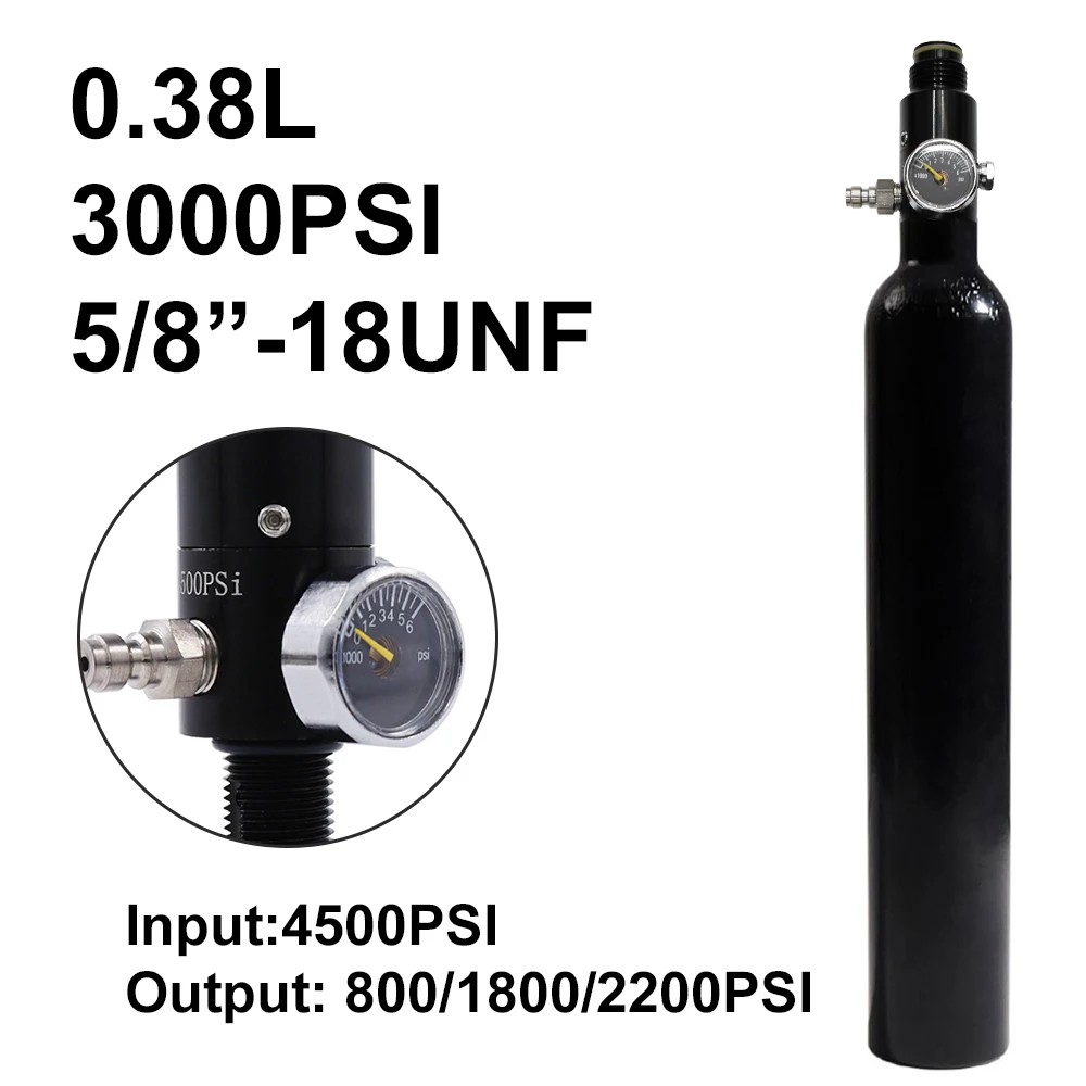NEW Aluminum Tank Air Bottle 4500 PSI Regulator 5/8"-18UNF For Paintball 0.38L 