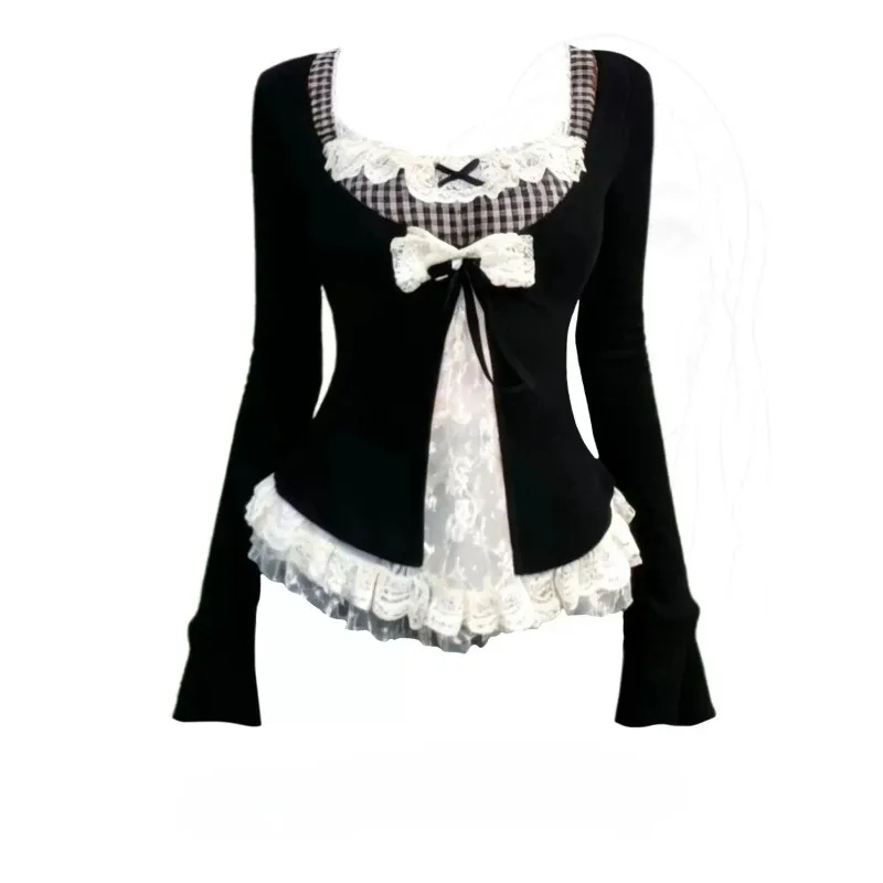 รูปสินค้า เสื้อยืดแฟชั่นเกาหลี 2000s สาวบัลเล่ต์ ดีไซน์ Gyaru วินเทจ