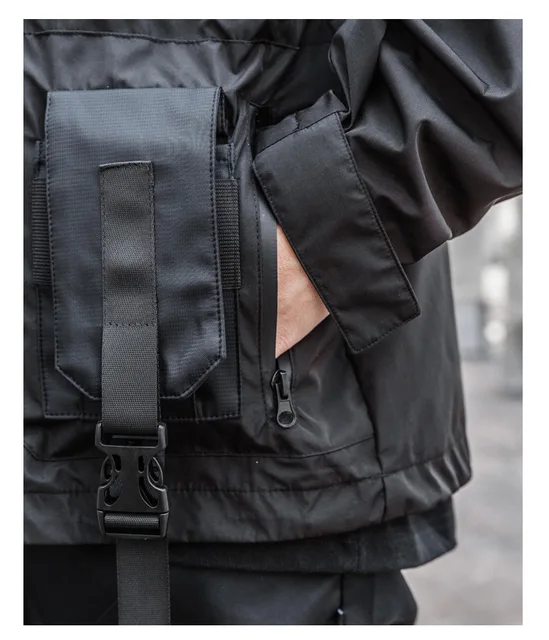 Reflective Patch Multi Pocket Hooded Jacket 13