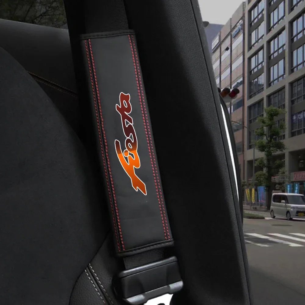 

For Ford Fiesta 1pc Cowhide Car Interior Seat Belt Protector Cover For car Auto Accessories