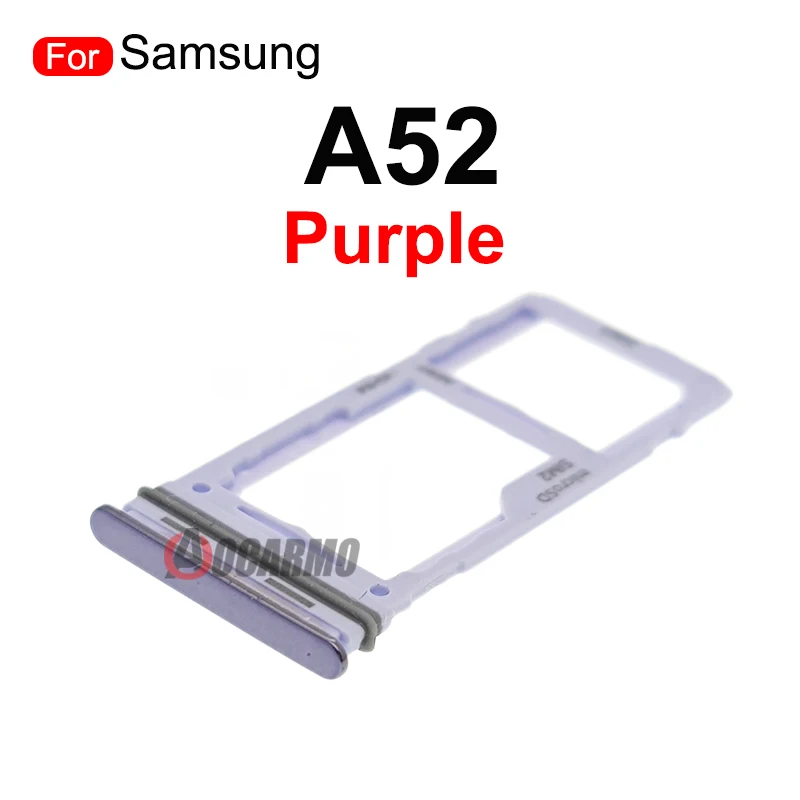 Aocarmo 블랙 퍼플 화이트 블루 심 트레이 슬롯, 삼성 갤럭시 A52 SIM 마이크로 SD 카드홀더 교체 부품