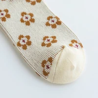 1 Pair Women Socks Spring Autumn Retro Style Men Couple Cotton Socks Flower Stripe Plaid Pattern Solid Colorful Socks EUR 37-43 5