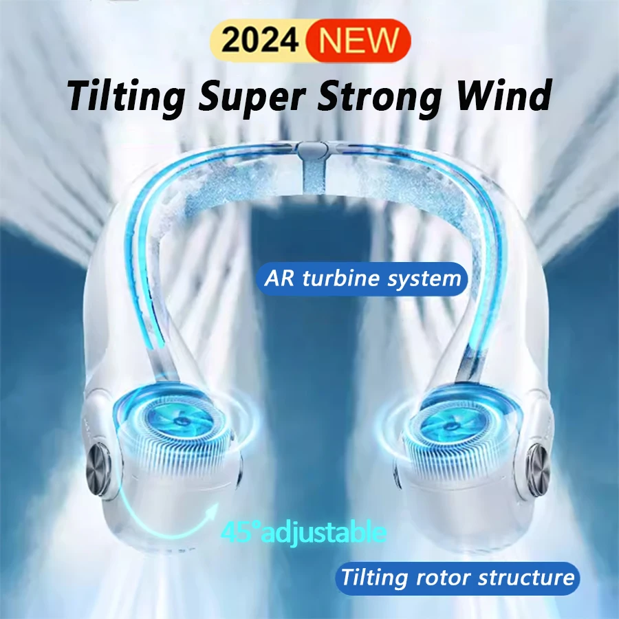 

2024 New 360° Air Supply Wearable Neck Fan Portable Air Conditioner Rechargeable Air Cooler Fan with Tilting Super Strong Wind