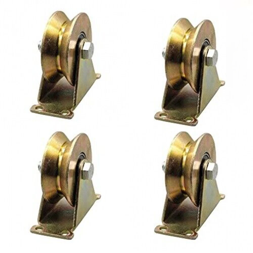 Sliding Door Pulley, 4pcs set, Steel, V-shaped Groove