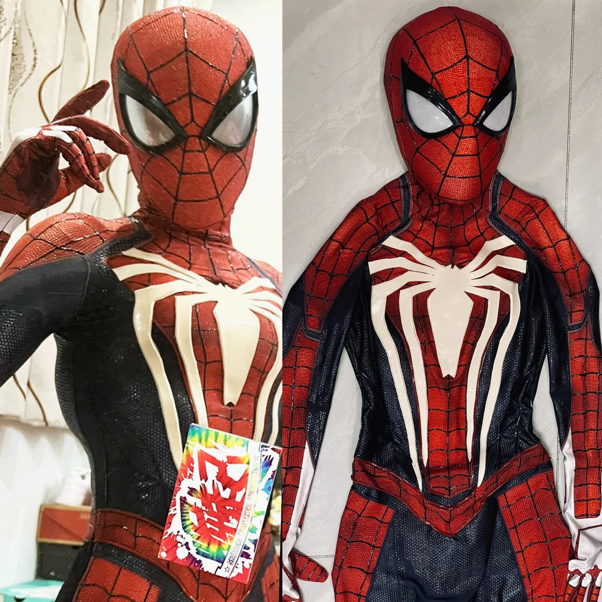 PS4 Spider-Man Warsuit with Mask 1:1 3D Pattern Handmade