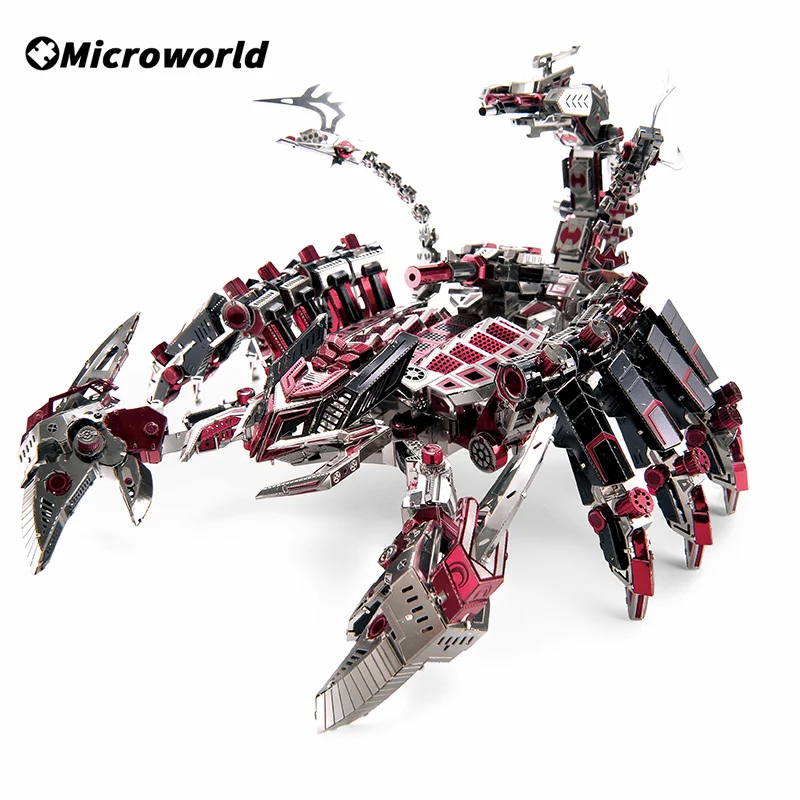 Microworld 3D Metal Animal Puzzle Red Devils Scorpion Model Kits DIY Desktop Decoration Jigsaw Toys Birthdays Gifts For Adults 3
