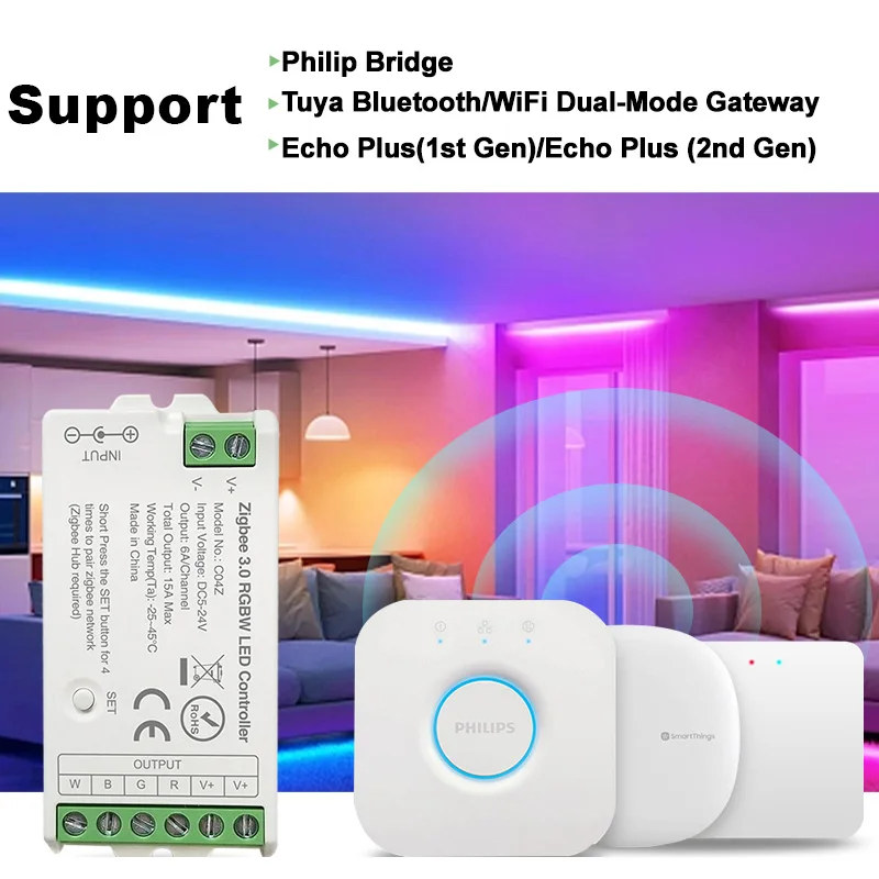Zigbee 3.0 LED Controller WiFi PWM Dim CCT RGB RGBW RGBCCT LED Strip Bridge Tuya Gateway APP Control Voice Control DC5V-24V led strip controller
