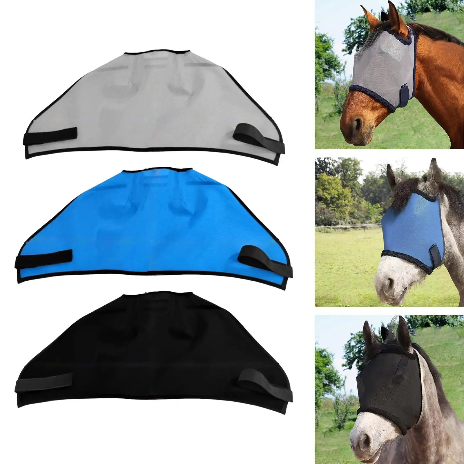 Horse Fly without Ears,Face Equine Comfortable Protection for Ranch Equestrian COB
