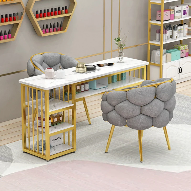 

Simple Manicure Shop Double Nail Manicure Table Salon Furniture Japanese Fashion Nail Table and Chair Set Home Make-up Tables