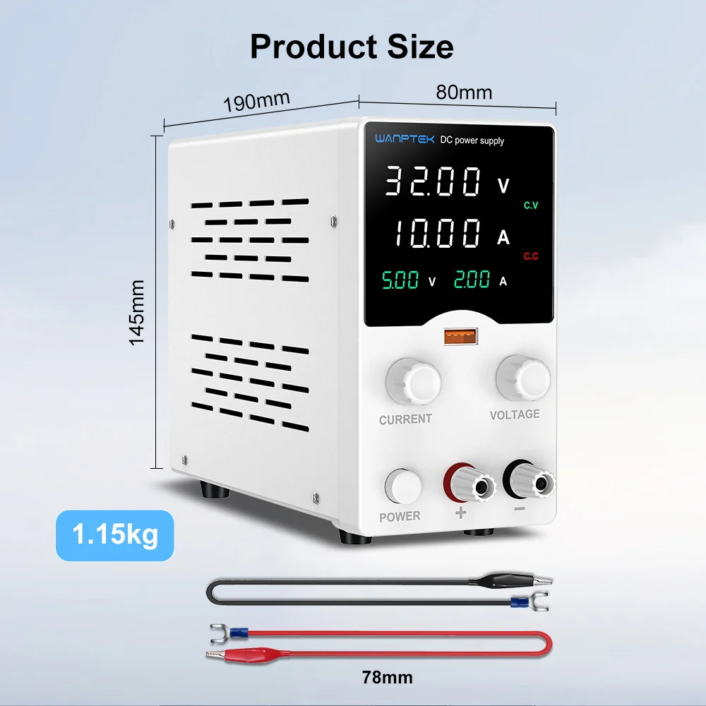 Wanptek 조정 가능한 DC 전원 공급 장치, 실험실 전원 공급 장치, 노화 유지 보수, GA3010B, 5V 2A USB 고속 충전 디스플레이 포함, 32V 10A, 신제품