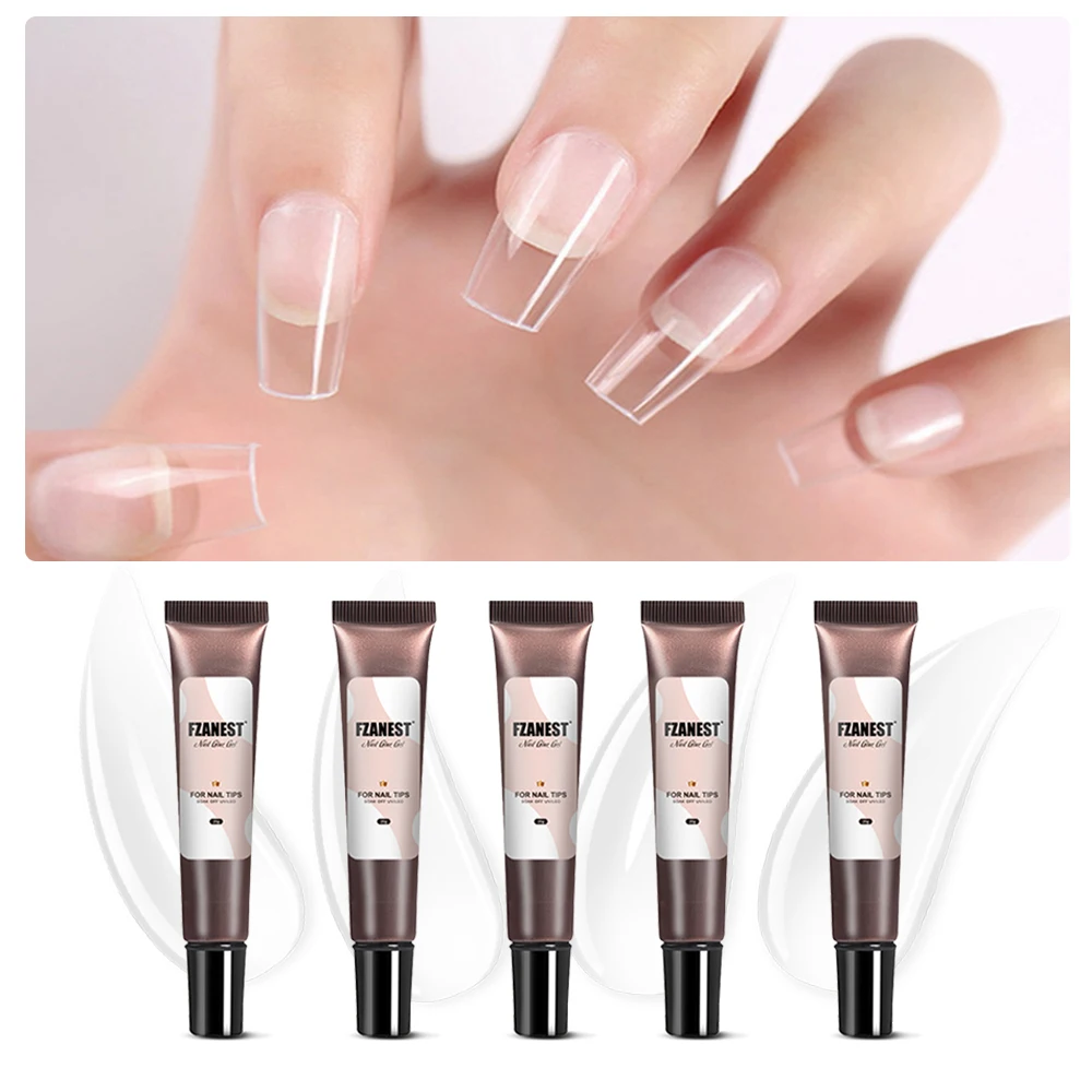 Fzanest Nail Tips Colla Gel Uv 20G Clear Trasparente Nail Tips Gel X Soak Off Uv Led Nail Art Gel Funzione Gel Nel Tubo