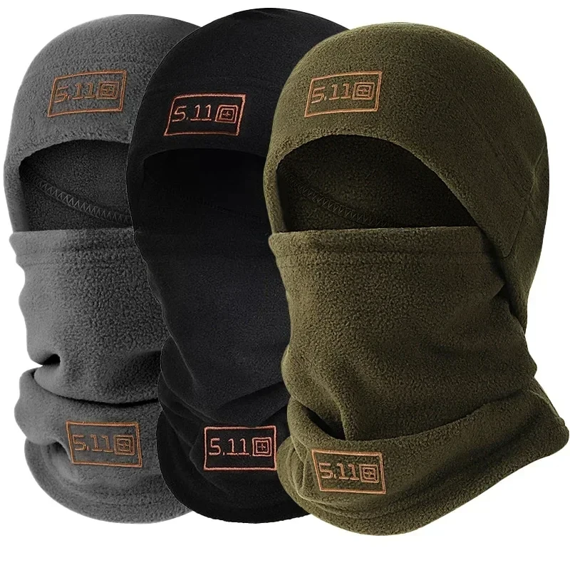 Fleece Hat and Scarf Set Tactical Military Thermal Head Cover Balaclava Face Mask Sports Neck Protector Winter