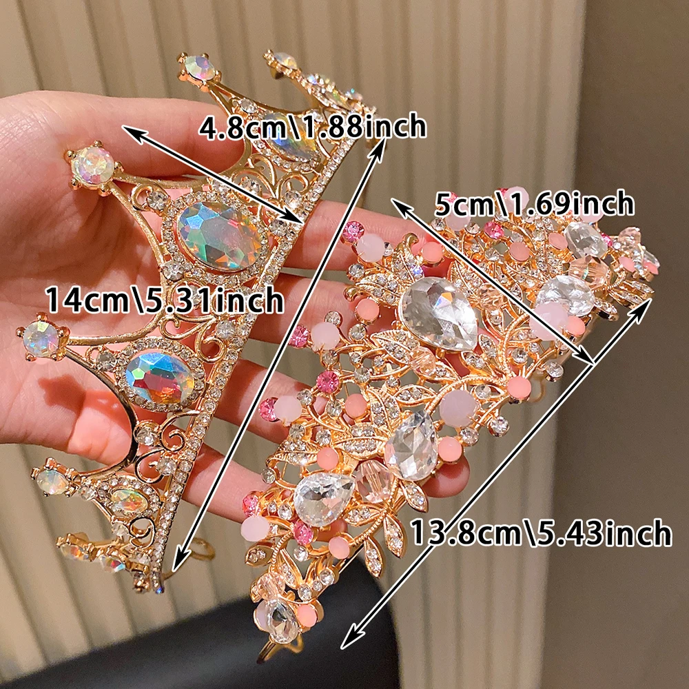 Elegant Mixed Color Princess Crowns - 2-Pack High-End Party and Gift Set with Fine Detailing