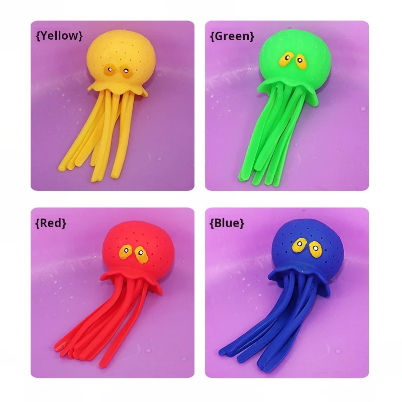 Squeeze Spray Glowing Octopus Bath Toy with Water Absorbing Ball Splash Fun for Toddlers Kids Interactive Shower Indoor Outdoor