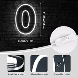 Neon Number Sign LED Wall Decor for Celebrations and Home Decor (Cold White)