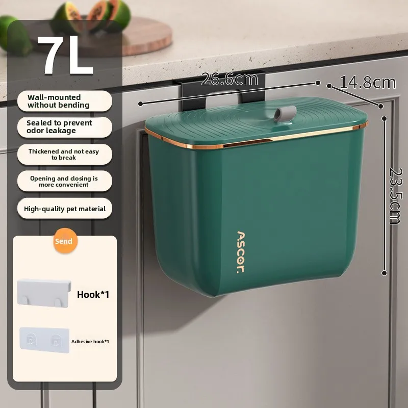 פח זבל בנפח גדול מותקן על הקיר עם מכסה, בית מטבח סלון