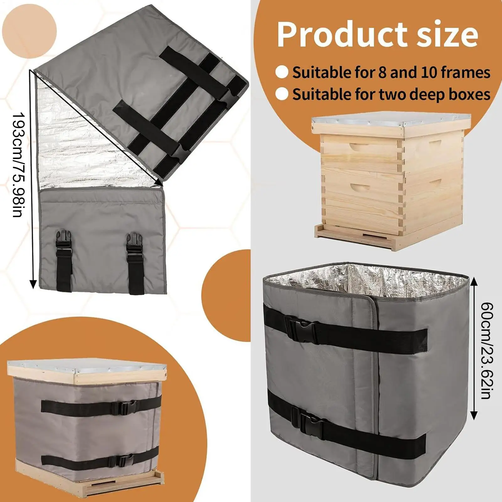 Bee Hive Wraps for Winter 5-layer Adjustable Waterproof Winter Beehive Wrap Warming Accessories for Courtyard Yard Raising Porch