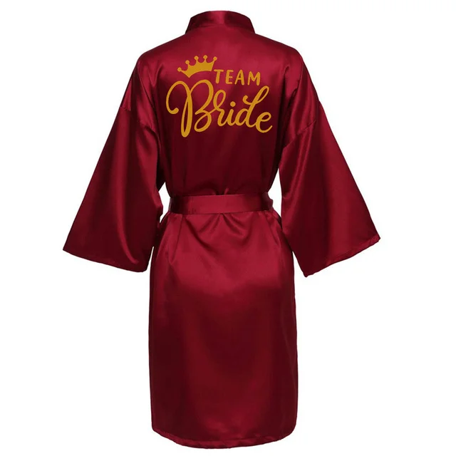 Bride Robes Women Sleepwear Sleepwear Pajamas Wedding Party Team Bride Robe With Black Letters Kimono Satin Pajamas Bridesmaid Bathrobe SP022