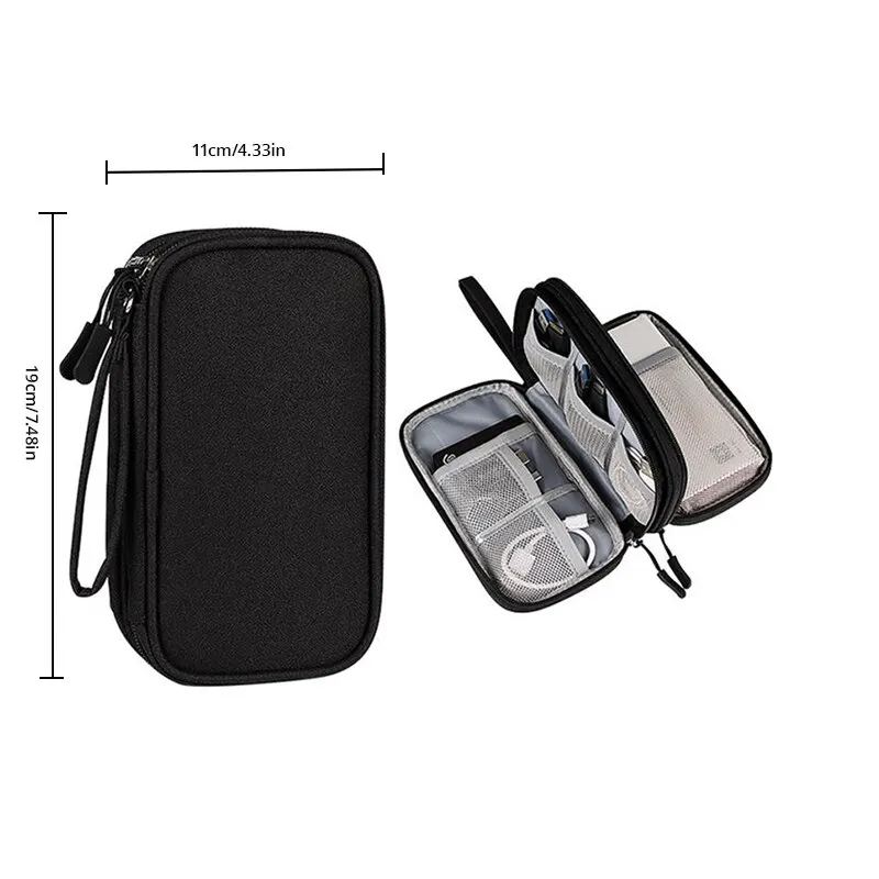 1pc Pink/Grey/Black/Navy Travel Portable Digital Product Storage Bag USB Data Cable Organizer Headset Charging Treasure Box Bag images - 6