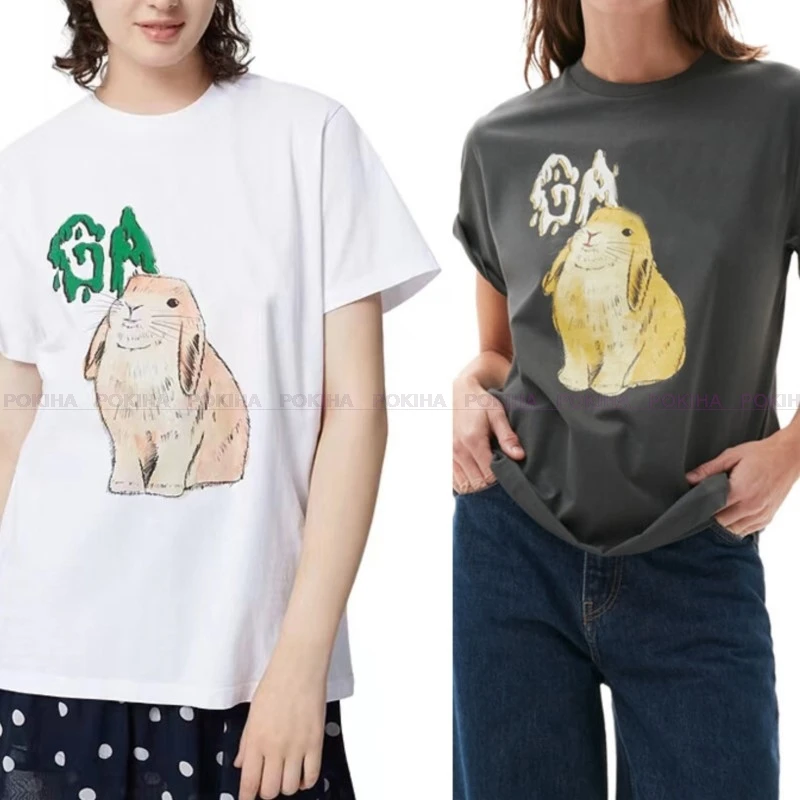 

Хлопковая футболка с коротким рукавом и принтом, летняя модная женская футболка, футболки, Роскошный дизайнерский брендовый топ с круглым вырезом, винтажная одежда, шик 2024