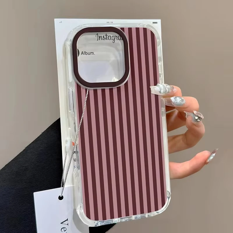 Stylish Striped Aesthetic Phone Case - Vibrant Back Cover Design