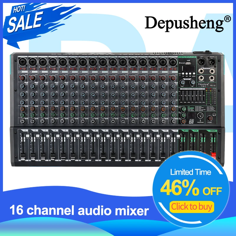 MixingConsoleDepushengPA16ProfessionalDJAudioMixerSoundBoard
