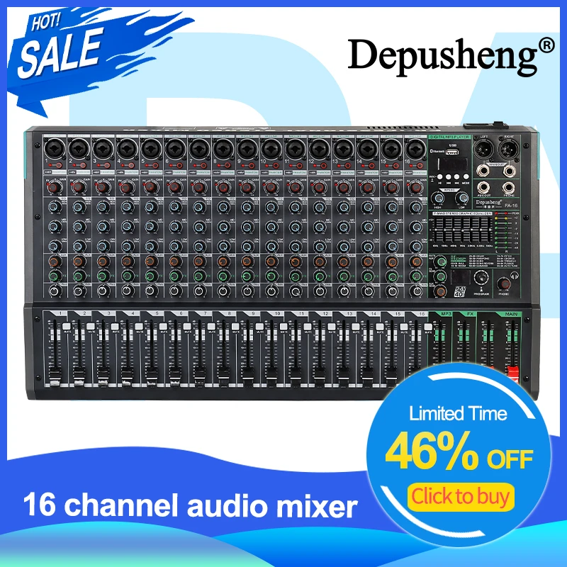 Table De Mixage Audio 7 Canaux DEPUSHENG - Interface USB, Effets, Bluetooth | Pour Home Studio, Karaoké, Streaming
