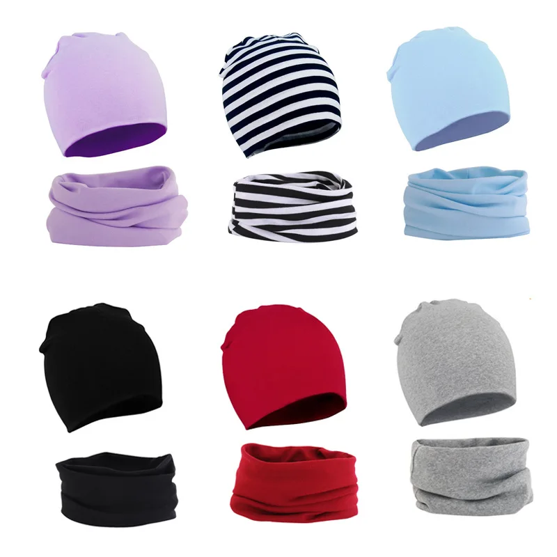 Baby hat Autumn winter 2Pcs hat scarf set Kids beanies