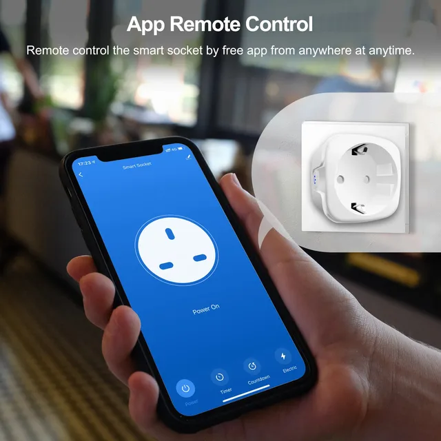 GIRIER Tuya Wifi Smart Plug 20A EU Smart Socket Outlet with Power Monitor Timer Function 4200W Compatible with Alexa Google Home 4