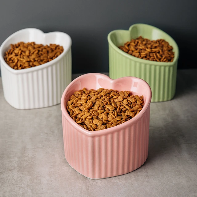 Slanted Ceramic Cat Bowl with Stand - Anti-Tip Elevated Cat Food Dish for Neck Protection, Cute Pet Feeding Bowl dogs universal 4