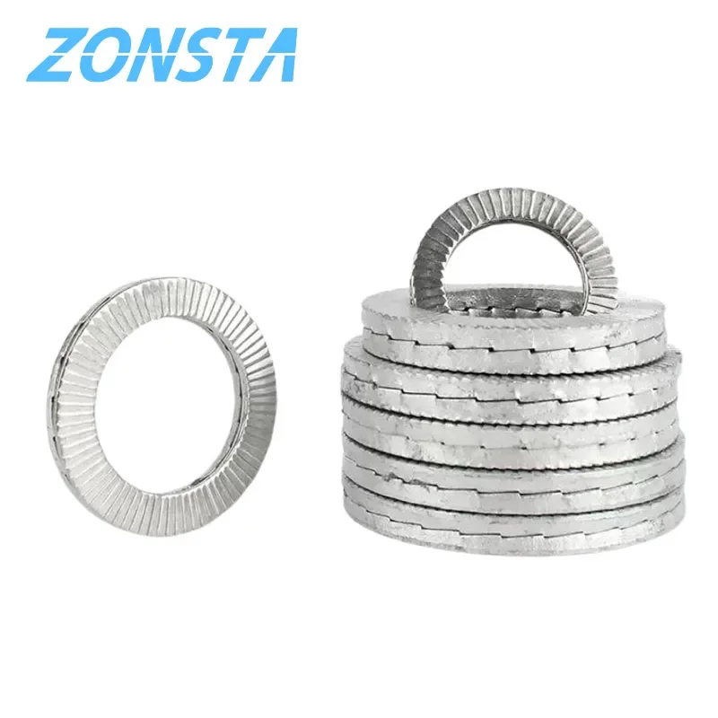 Stainless Steel Dacromet Double Deck Self-Locking Washer Wedge Lock Loose Shock Proof Gasket M3 M4 M5 M6 M8 M10 M12 M14 M16~M22