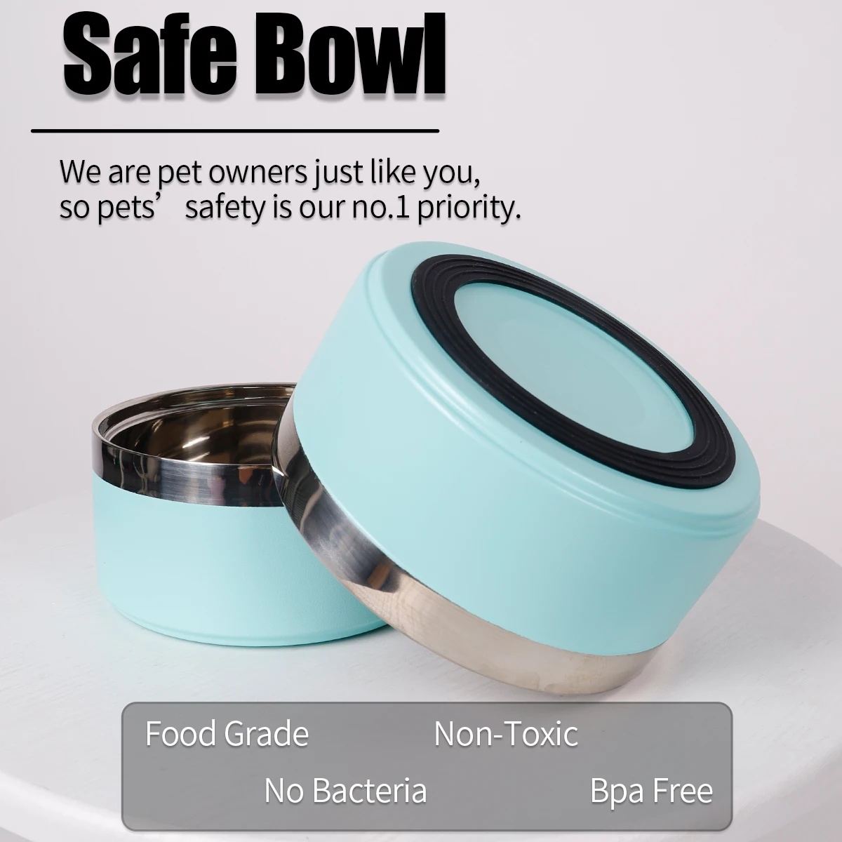 1PC Round Thickened Stainless Steel Dog Bowl, Stylish Solid Color, Non-slip Cat And Dog Pet Bowl, Suitable For Indoor And Outdoo 4