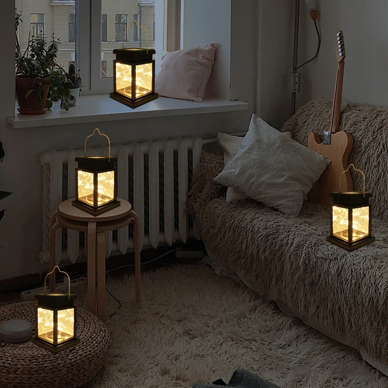 Solar Garden Hanging Candle Lights Retro Lantern Lamps