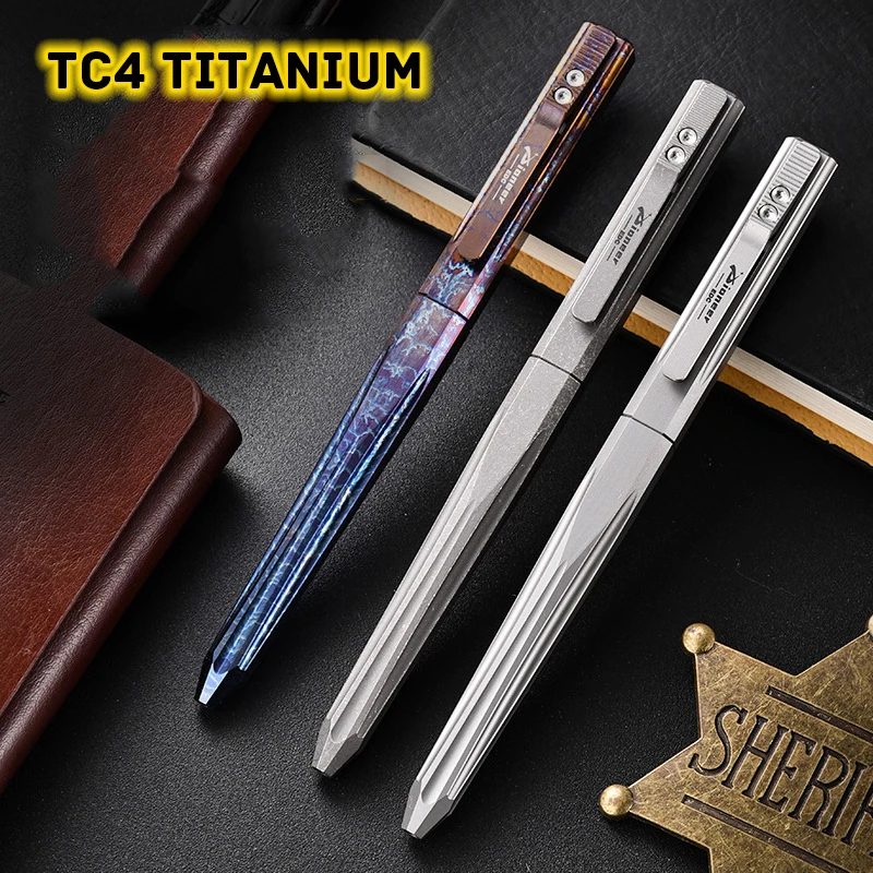 Titaner TC-4チタン製ツイスト式ボールペン Titanium Sliding Decompression Signature Pen Pioneer Personalizes