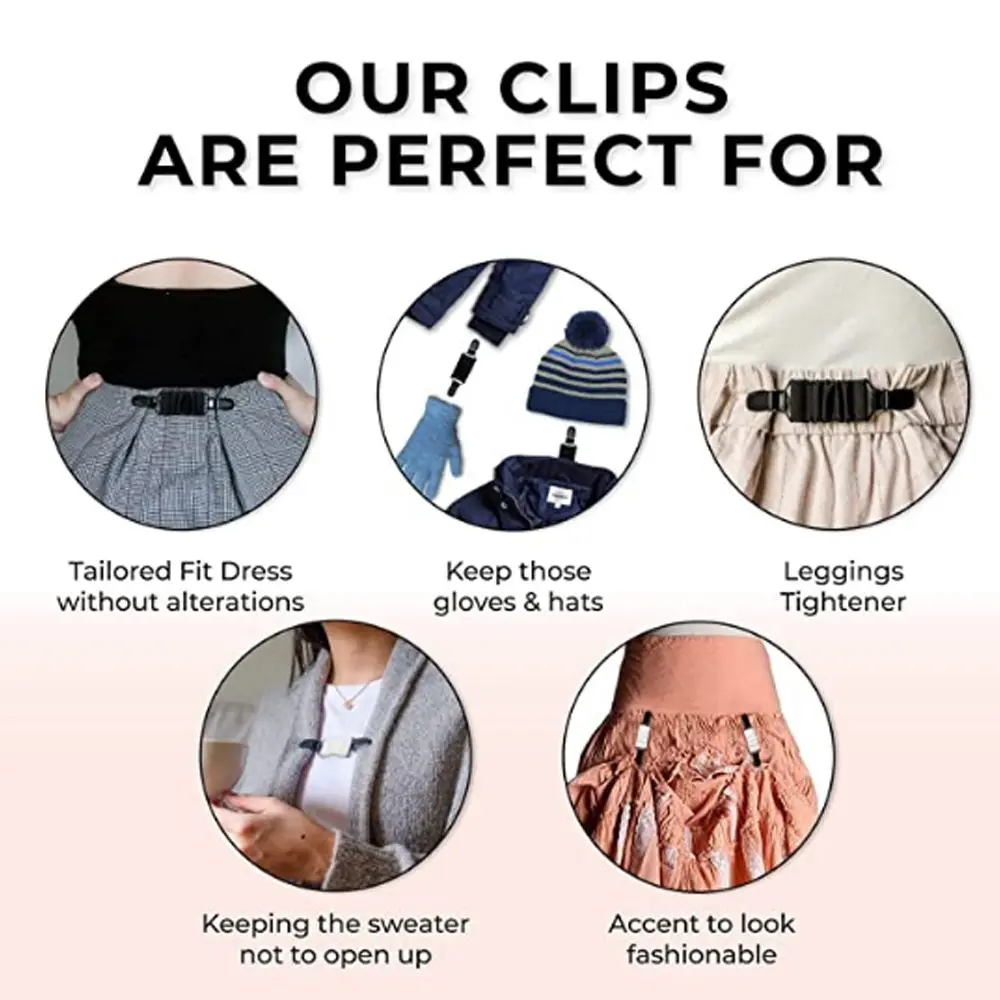 New Dress Cinch Clips Set Elastic Clothes Clip to Tighten Dress Cardigan  Collar