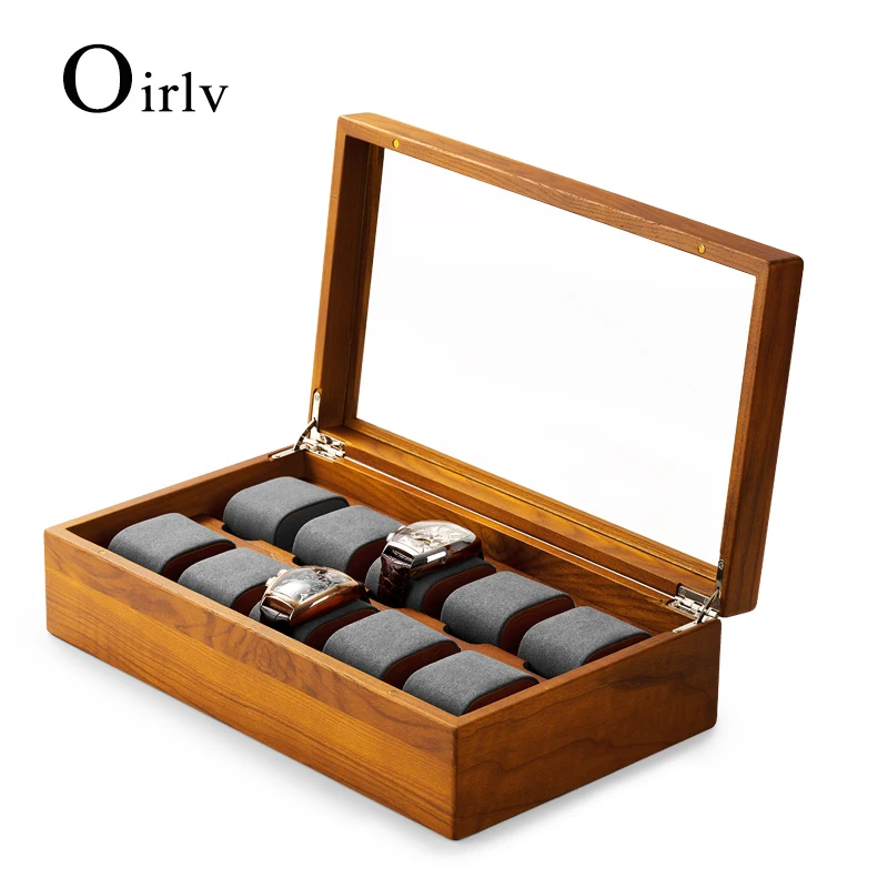 New high-end solid wood sunroof transparent acrylic cover watch box dustproof storage watch collection box