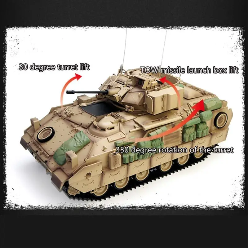 원격 조종 장갑병 수송차 모델 US M2A2 브래들리 대형 원격 조종 탱크 조명 장착 장갑 전투 탱크, T