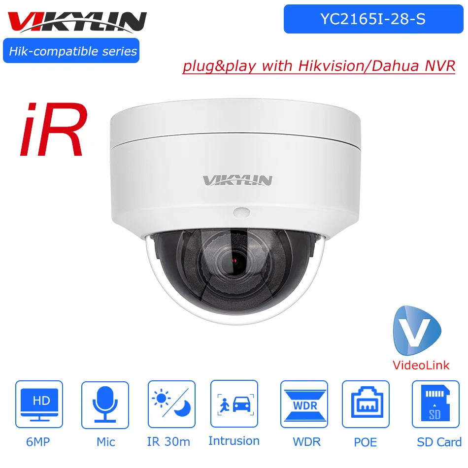 Vikylin Hikvision Compatibile 6Mp Ir Dome Ip Camera Microfono Integrato Rilevamento Di Veicoli Umani Cctv Telecamera Ip Di Sorveglianza Di Sicurezza