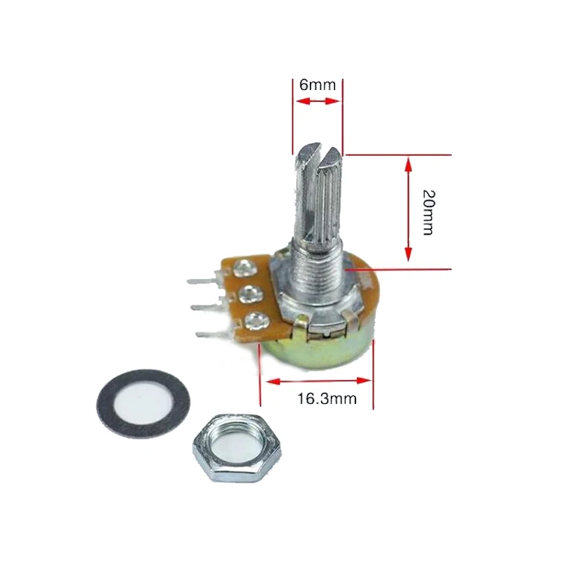 WH148 Potentiometer 10pcs B1K B2K B5K B10K B20K B50K B100K B500K 3Pin 20mm Shaft Amplifier Dual Stereo 1K 2K 5K 10K 50K 100K 1M