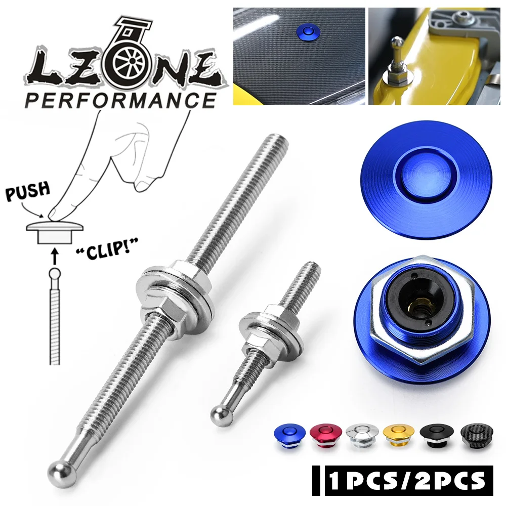 Engine Hood Pin Clamp Kit LZONE-1.25" Universal JDM Style Push Button Billet Hood Pins Lock Clip Kit Car Quick Pins For BMW ec JR-HPL04/05