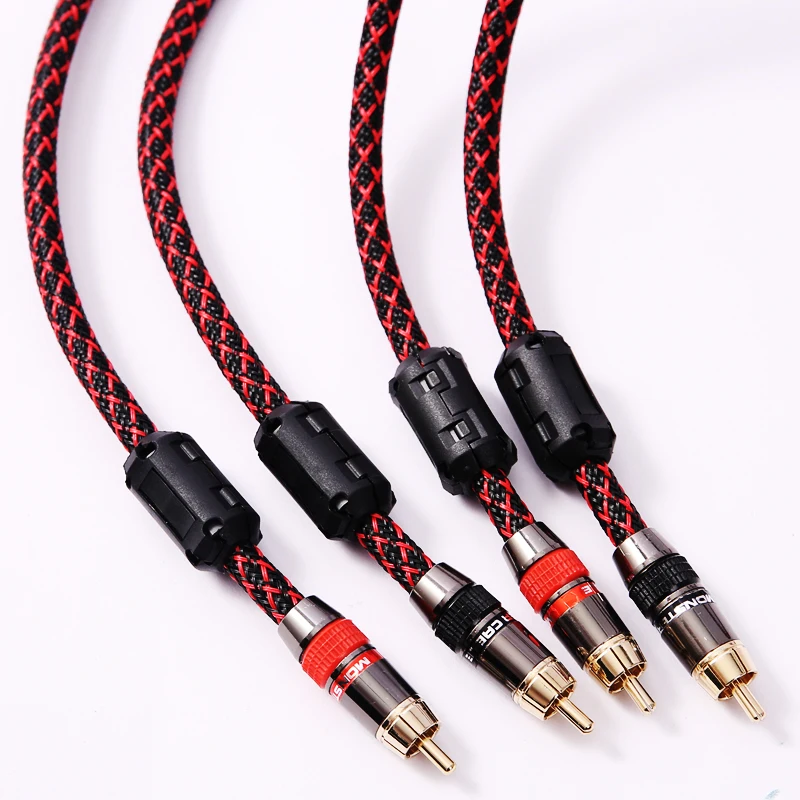 كابل صوت HIFI ستيريو RCA 6N OFC ذكر إلى ذكر 2RCA إ...