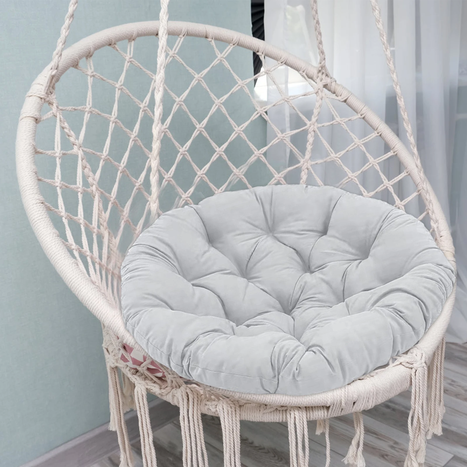 20 인치 라운드 Papasan 의자 쿠션 두꺼운 계란 의자 쿠션 정원 교수형 바구니 의자 매트 안뜰 침실 액세서리