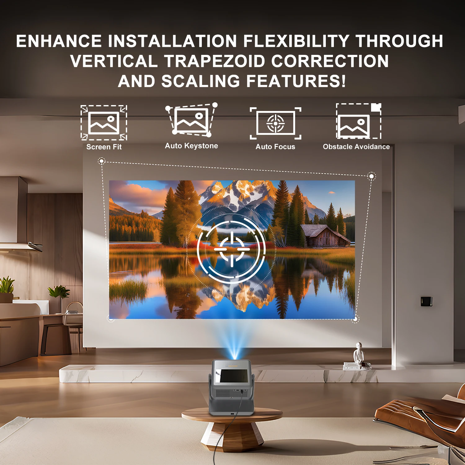 안드로이드 12 7인치 1080P 4K 프로젝터 자동 초점 180 ° 회전형 WiFi BT5.0 HDMI USB