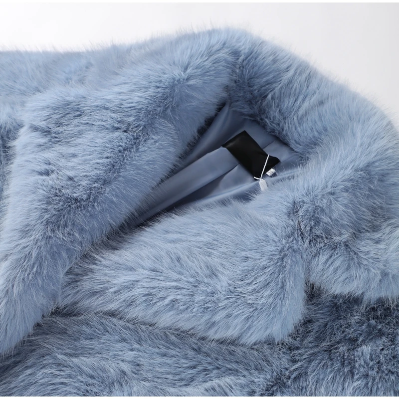 Fashion Faux Fur Jacket Coat Women Warm Fluffy Loose Long Sleeve Lapel Female Overcoat Winter Yellow Lady Street Outwear