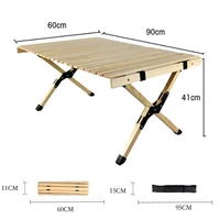 Folding Outdoor Table Camping Wooden Egg Roll Table 5