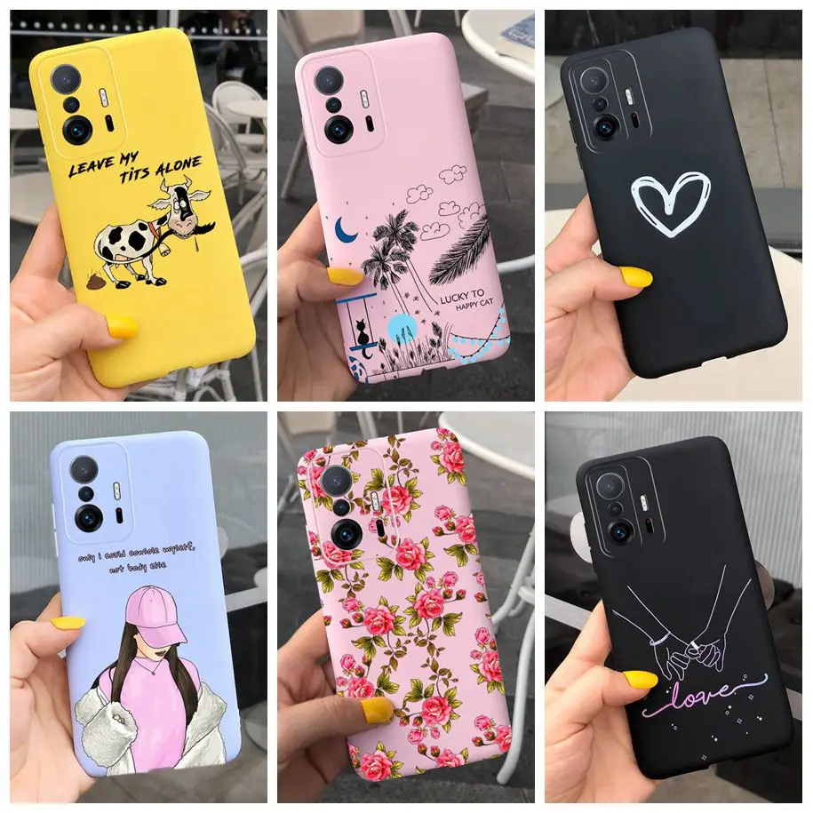 Per Xiaomi 11T Custodia Mi 11T Pro Cover Silicone Moda Fiore Verniciato Antiurto Fundas Per Xiaomi 11T Pro 2021 Mi11T Custodie Per Telefoni